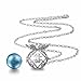 Eudora Harmony Bola Angel Wing Locket Pandent Necklace 18mm Musical Chime Ball & 30'' Chain cornflower blue