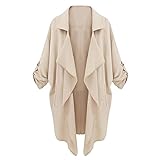 PanDaDa Lady Womens Lapel Windbreaker Long Coat Jacket Trench Parka Outwear