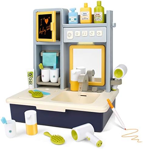 Pretend Play Sink With Running Water Kids Bathroom Sink Toy Set Vanity ...