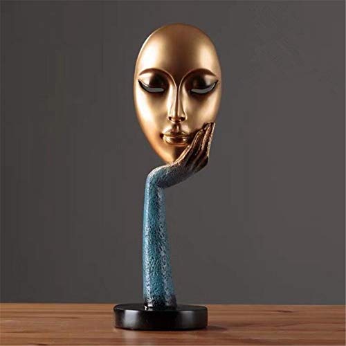 Nrpfell Modern Human Meditators Abstract Lady Face Character Resin Statues Sculpture Art Crafts Figurine Home Decorative Display Blue