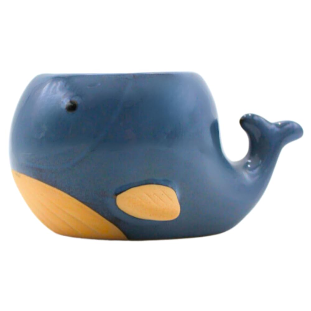 Dekohelden24, plant pot, planter, decorative bowl made of ceramic, dimensions (L x W x H): approx. 14 x 10 x 7.5 cm, Whale Small, 7.5 cm