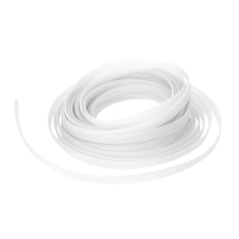 MOCNT PET Expandable Braided Sleeving Wire Braided Sleeve Cable Management Flexible Insulated Sheath Sleeve Loom Tubing Cable Tidy Protection Wrap Cover White 4mm 10Meters