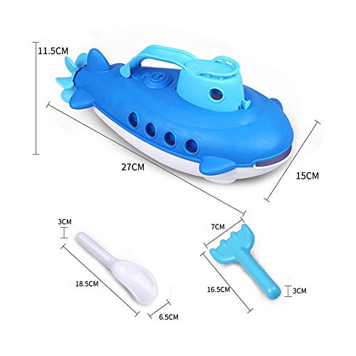 Submarine Watercraft with Spinning Rear Propeller Summer Bath Toy Beach Kettle Boat Outdoor Water Spraying Tool Funny Gadgets Novelty Interesting Toys For Children 1Set Blue - Thumbnail 2