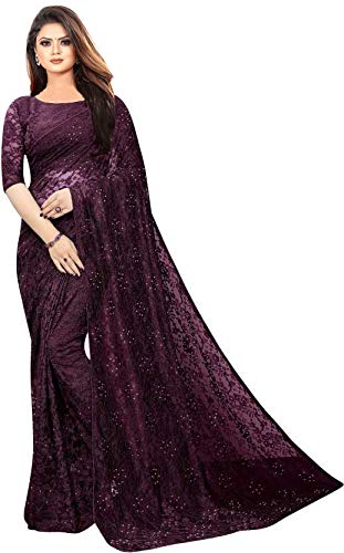 Women's Beautiful Designer Net Saree With Blouse Piece