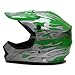 TMS Youth Kids Green Flame Motocross ATV Mx Off-road Dirt Bike Helmet DOT (Small)
