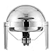 Happybuy 2 Packs Stainless Steel Chafing Dish 6 Quart Round Chafer Roll Top Chafer for Catering Buffet Warmer Set with Pans and Fuel Holders (Chafing Dish Roll Top 6qt)