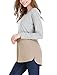 Allegra K Women's Color Block Tops Crew Neck Casual Basic Cotton Long Sleeve T-Shirt Grey M US 10
