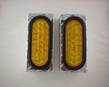LED Amber 6" Oval Strobe Warning Flasher Lights / Aluminum Mounting Boxes