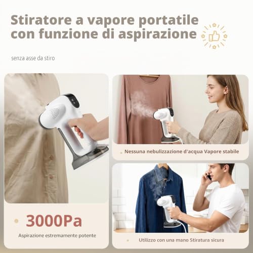 Steamer Steam Plate with Suction Function, 3000Pa, Large Removable Water Tank, Portable Iron with Steam Function, 3 Modes, Steam Power 20g/min, Results
