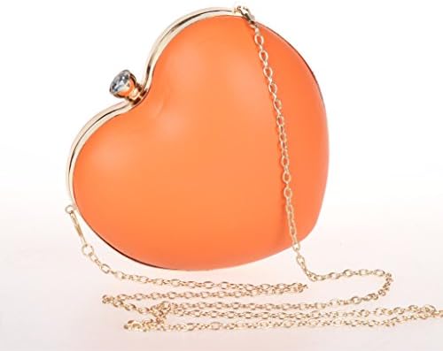 Heart Shape Box Clutch Purse Fashion Women's Evening Party Prom Bag (Orange)