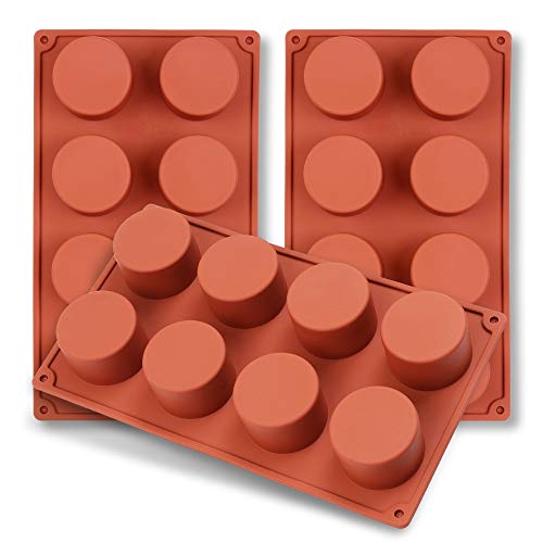 homEdge 8-Cavity Cylinder Silicone Mould, 3 Packs Cylinder Moulds for Making Handmade Soap, Chocolate, Soap Candles and Jelly-Brown โ image 1