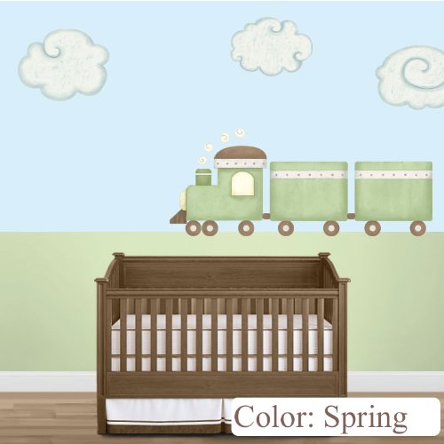 My Wonderful Walls Train and Cloud Wall Stickers for Baby Nursery or Kids Room Wall Mural, Spring