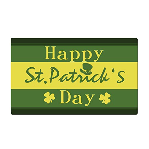 Rubber Welcome Door Mat, Decorative Indoor Outdoor Doormat Non Slip Front Door Mat, Easy to Clean Low Profile Mat for Entry Patio Garage High Traffic Areas, 17.3" x 28.9" (St Patricks Day)