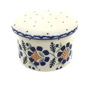Blue Rose Polish Pottery Sunflower French Butter Dish