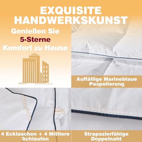 BedFabtasy Feather and Down Duvet 135 x 200 cm, Oeko-Tex Certified Duvet 135 x 200 cm, 100% Extra Soft Feathers and Down, Allergy Sufferers, RDS Certified Feather Duvet, Duvet, All-Year Duvet