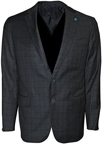 Eidos NapoliMen's Two Button Plaid Slim Fit Wool Sport Coat Gray US 42R-EU 52R