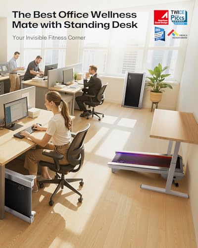 UREVO CyberPad Smart Walking Pad with 14% Auto Incline, Slim Under Desk Treadmill for Office Fitness, Brushless Motorized, Elegant Speed Lights, Spacious Surface, Digital Controller, AI-Powered App