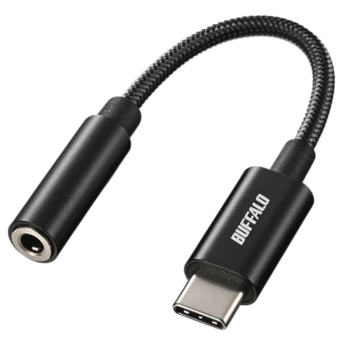 バッファロー USB Type-C 3.5mm 3極 4極 オーディオ 変換 アダプター ハイレゾ対応 DAC搭載 BSMPC355HRBK