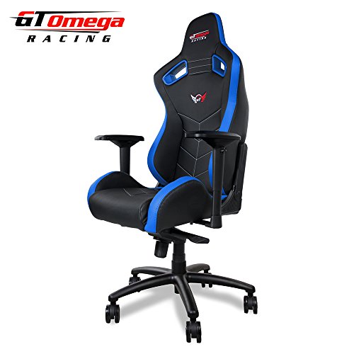 GT-Omega-Sport-Racing-Sedia-da-Ufficio-Nero-e-Blu-in-Pelle-Sedile-Giocatori