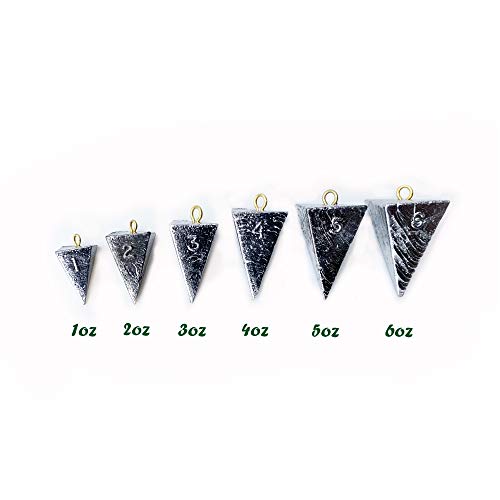 Pyramid Sinker Weight - Saltwater Freshwater Fishing Gear and Tackle (2oz - 8 Pack)