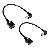 UCEC USB 3.0 Extension Data Cable - Up & Down Angle - Type A Male to Female - Pack of 2 (Black)