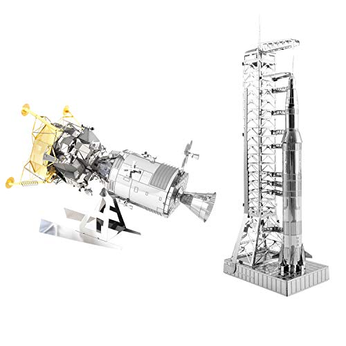 4195kZYr%2BoL Fascinations Metal Earth 3D Metal Model Kits Set of 2 - Apollo CSM with LM and Apollo Saturn V with Gantry