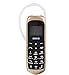 LONG-CZ J8 Unlock mini mobile phone Bluetooth dialer earphone 0.66 inch Single SIM card MP3 SMS Low radiation cell phones (Gold)