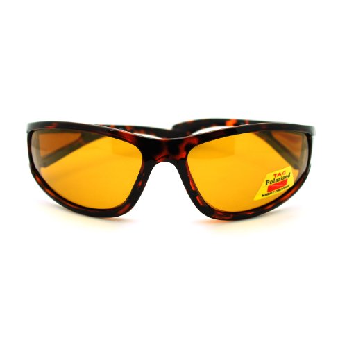 Polarized Lens Mens Wrap Around Sports Sunglasses Tortoise