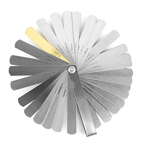 32 Blades Feeler Gauge Stainless Steel Metric Imperial 0.04-0.88mm Measurement Tool for Measuring Gap Width/Thickness