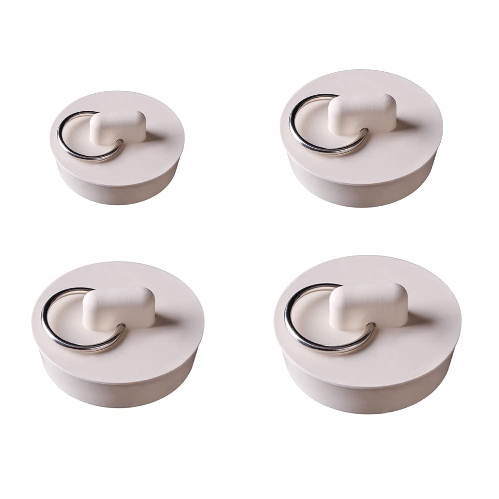 4 Pcs Rubber Sink Plugs with Hanging Ring Kitchen Drain Stoppers Sink Stoppers Bath Plugs for Kitchen, Bathroom, Bathtub, Basin, Sink(4 Sizes)