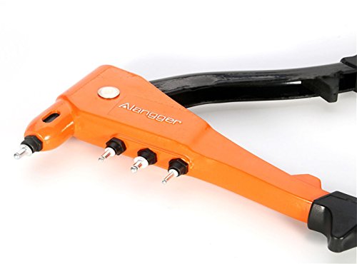Langger Pop Rivet Gun, Heavy Duty Riveter with 4 Different Nosepieces and A Head Wrench, Applications Include Sheet Metal, Automotive, and Duct Work