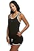 Ekouaer Summer Pajama Racerback Cami Sets Lingerie Sleepwear (Black, Small)