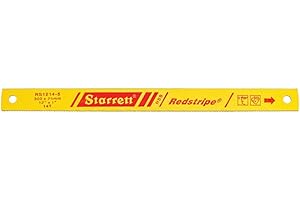Starrett Redstripe Solid High Speed Steel Power Hacksaw Blade - Ideal for Contractors and Tradesmen - .050" Thickness, 14 TPI, 12" Length, 1" Width - RS1214-5