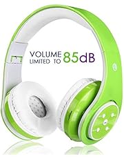 Kabellose Bluetooth Faltbare Kopfhörer für Kinder Jugendliche Leicht tragbare Headset mit Mikrofon Sportkopfhörer Hi-Fi Audio Lautstärkebeschänkung Over Ear Stereo Bügelkopfhörer. Grün