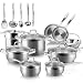 Duxtop Professional Stainless Steel Induction Cookware Set, 19PC Kitchen Pots and Pans Set, Heavy Bottom with Impact-bonded Technology