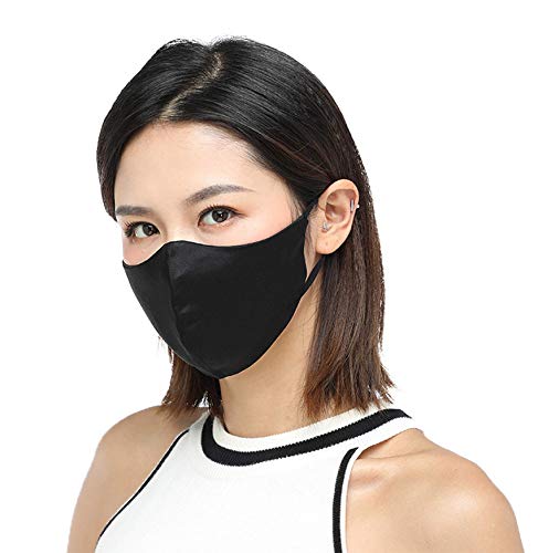 K meet Q Silk Face Mask for Women & Men, Reusable, Washable, with Filter Pocket and Nose Wire #B (Black) 6 K meet Q Silk Face Mask for Women & Men, Reusable, Washable, with Filter Pocket and Nose Wire #B (Black)