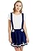 futurino Women's Sweet Cat Paw Embroidery Pleated Mini Skirt with 2 Suspender (M, Navy)