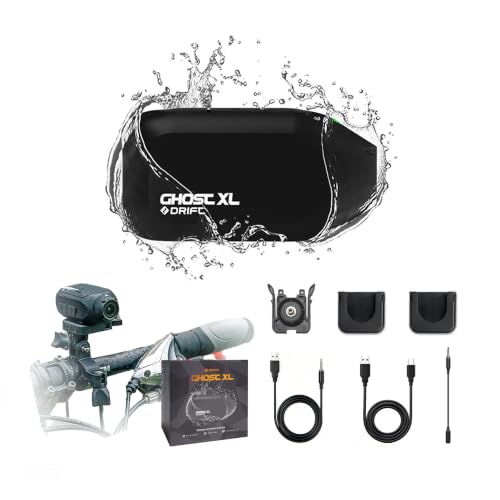 Drift Ghost XL Motorrad Action Kamera, 9 Std. Akkulaufzeit, 140° POV, 300° drehbares Objektiv, IPX7 wasserdicht, 12 MP, App-Steuerung, für Helm & Fahr