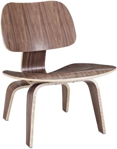 Modway Fathom Midcentury Modern Molded Plywood Lounge Accent Chair In Walnut