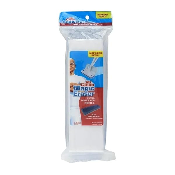 MR. CLEAN MAGIC ERASER EXTRA POWER FLOOR MOP REFILL HEAD, WHITE/BLUE