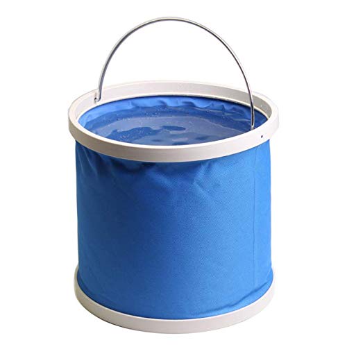 Aisoul Collapsible Bucket- Durable Pop Up Bucket with Watertight Fabric, Holds 2.3 Gallons of Water – Great for RVs, Camping, Fishing, Boating, Hiking and More – Blue