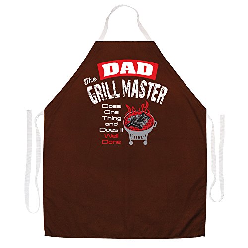 Attitude Aprons Fully Adjustable "Dad the Grill Master" Apron-Brown