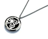 Butterfly Essential Oil Diffuser Necklace Stainless Steel Aromatherapy Jewelry with 20 Inch Rolo Chain