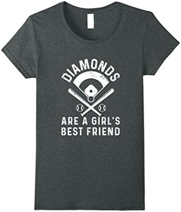 Women's Diamonds are a Girl's Best Friend Baseball T-Shirt Large Dark Heather