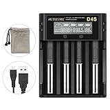 ALTIZURE Universal Smart Battery Charger with LCD Display for Rechargeable Batteries Ni-MH Ni-Cd A AA AAA AAAA C F6 SC 18650 26650 14500 16340 18500 18350 RCR123 (4 Slots)