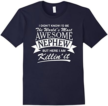 Mens World's Most Awesome Nephew T-Shirt Large Navy