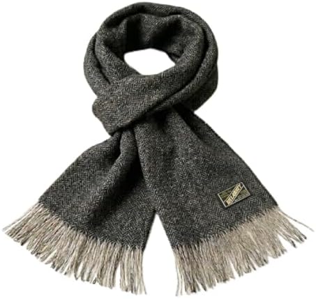 Mucros Weavers Men's Tweed Scarf - Soft Donegal (Black, Green) at