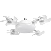 ariarly Ceiling Fan with Light and Remote E26 E27 3 Speeds 3 Colors 2 Timers Quiet Foldable Modern LED Drone Fan Light socket fan for Living Room Bedroom (4 Head)