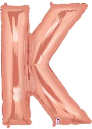 40" Megaloon Rose Gold Letter "K" Shape Mylar Foil Balloon