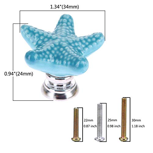 Joyindecor Starfish Ceramic Drawer Pulls Handles for Nursery Dresser